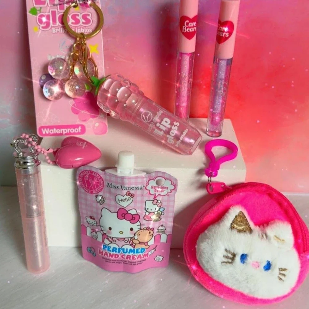 Y2K Pink Coquette Fairy Lip Gloss Hand Cream Bundle Set NEW‎ #8 PINK